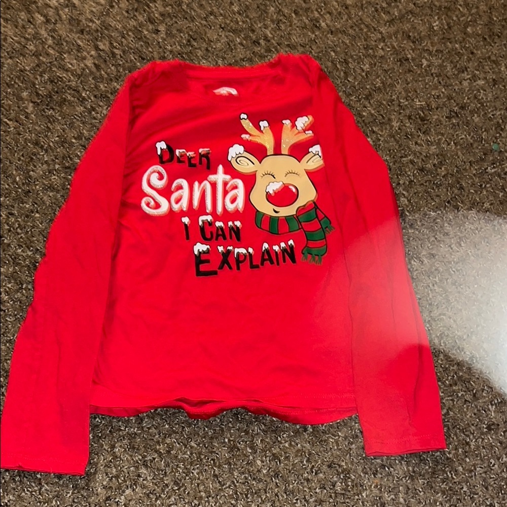 Holiday Time Red Long Sleeve Reindeer Tee